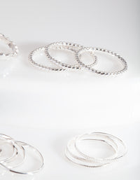 Silver Textured Stack Ring Pack - link has visual effect only