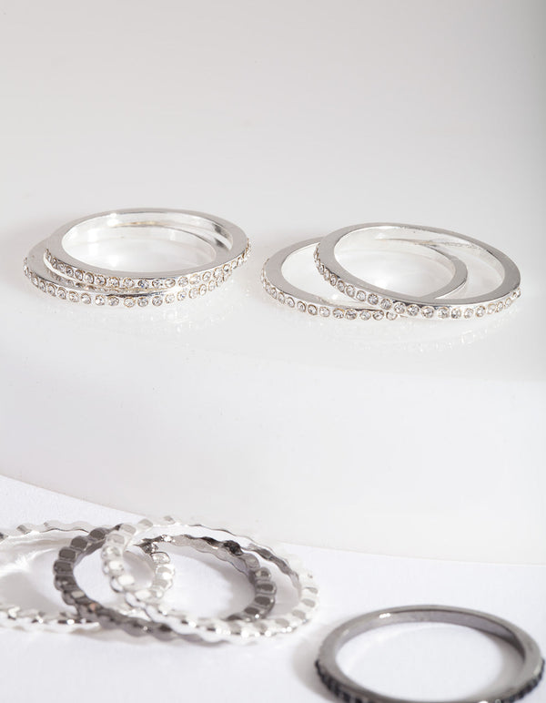 Silver Mixed Metal Ring Pack