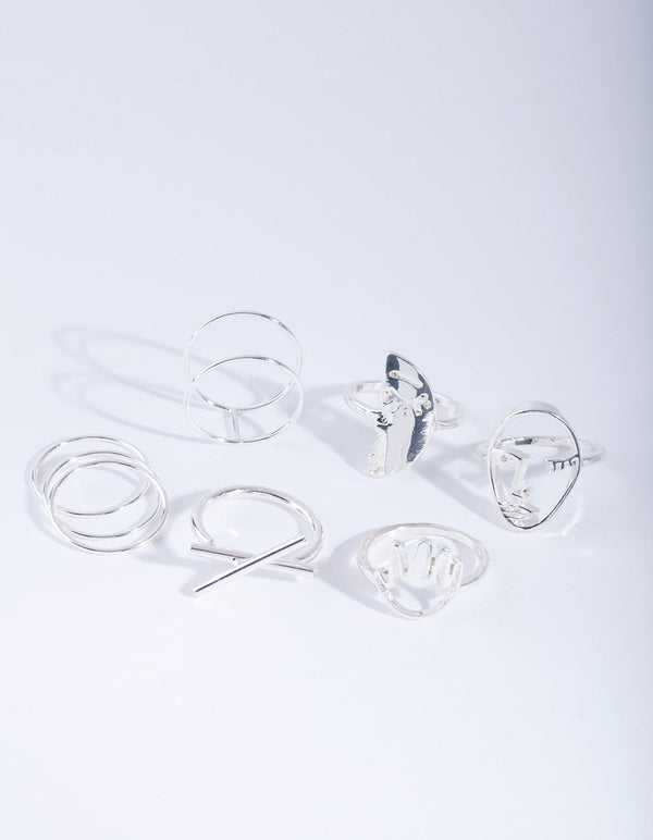 Silver Mixed Body Ring Pack