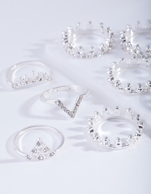 Silver Royal Diamante Ring Pack