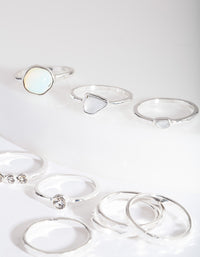 Silver Mixed Synthetic Opal Ring Pack - link has visual effect only