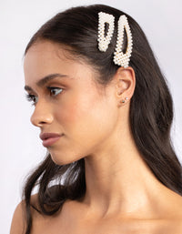 Gold Pearl Triangle Hair Clip Duo - link has visual effect only