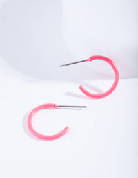 Neon Pink Hoop Earrings - link has visual effect only