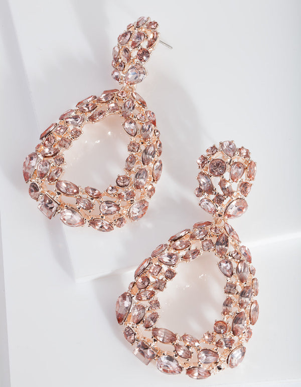 Oorbellen met roségouden cluster edelstenen