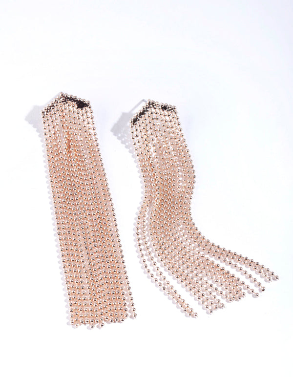 Rose Gold Chain Tassel Earrings