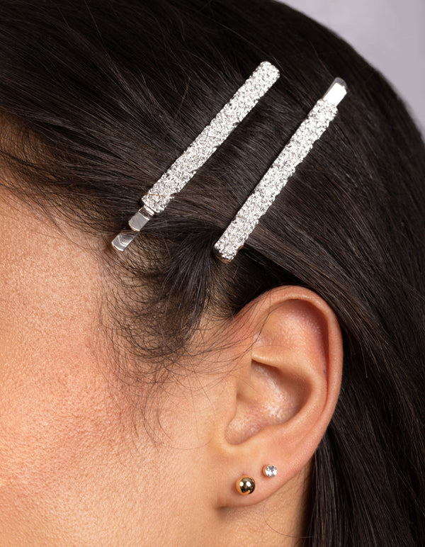 Mixed Metal Textured Hair Clip 6 Pack