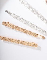 Mixed Metal Textured Hair Clip 6 Pack - link has visual effect only
