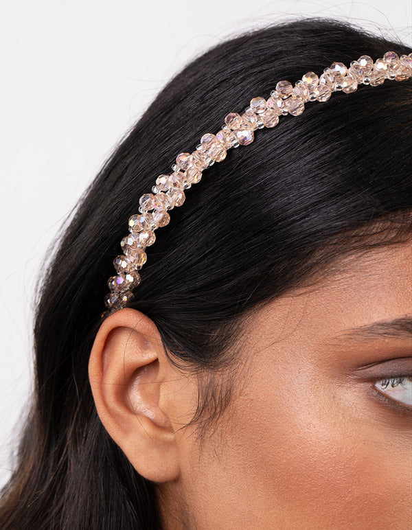 Silver Neutral Glass Bead Headband