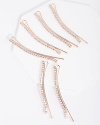 Rose Gold Mini Crystal Hair Pin 6 Pack - link has visual effect only
