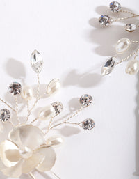 Silver White Flower Hair Pin Pack - link has visual effect only