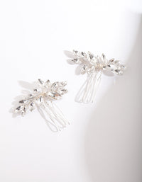 Silver Floral Gem Hair Pin 2 Pack - link has visual effect only