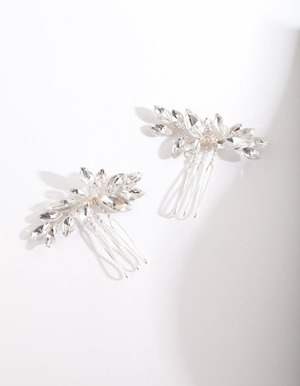 Silver Floral Gem Hair Pin 2 Pack