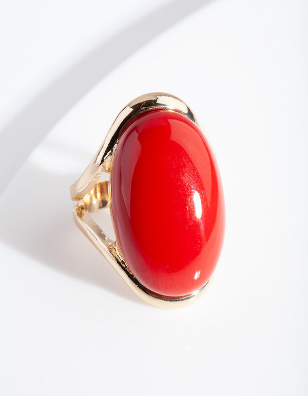 Red Statement Stone Gold Ring