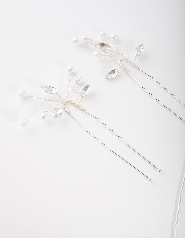 Silver Dainty Navette Hair Piece