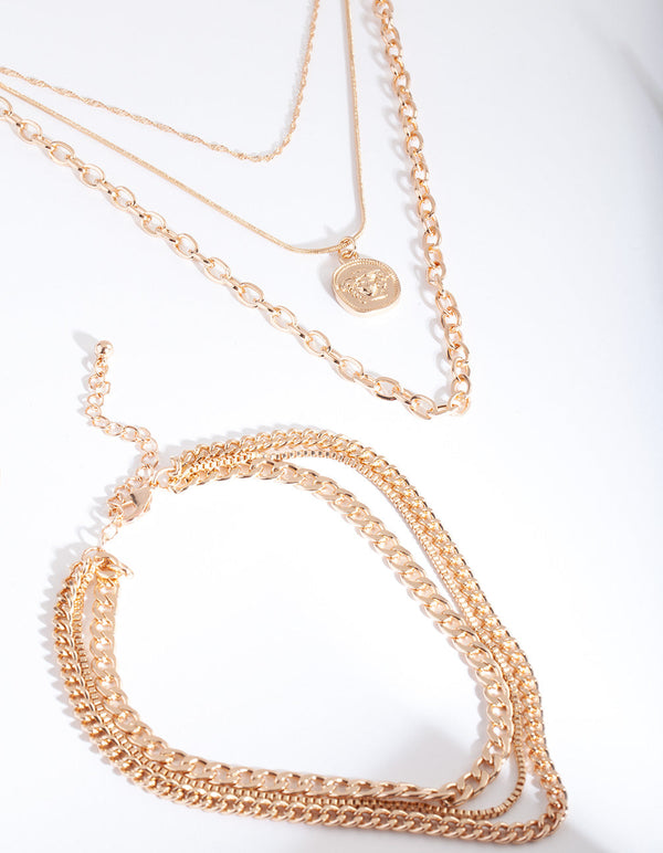 Gold Layered Pendant Necklace