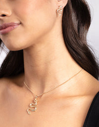 Gold Dragon Earrings Necklace Set - link has visual effect only