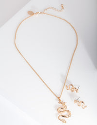 Gold Dragon Earrings Necklace Set - link has visual effect only