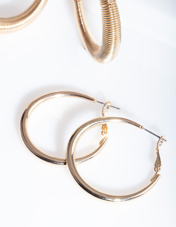 Gold Spiral Hoop 3 Pack