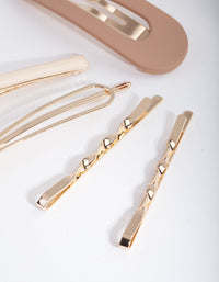 Gold and Brown Hair Clip Pack - link has visual effect only