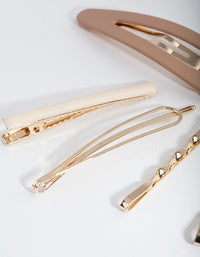 Gold and Brown Hair Clip Pack - link has visual effect only
