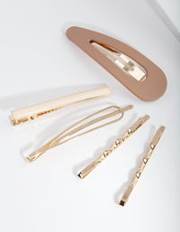 Gold and Brown Hair Clip Pack - link has visual effect only