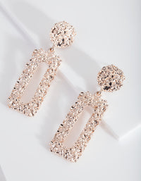 Rose Gold Textured Rectangle Earrings - link has visual effect only