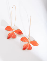 Orange Red Flower Earrings - link has visual effect only