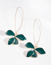Gold Teal Flower Hook Earrings - link has visual effect only