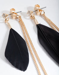 Black and Gold Feather Earrings - link has visual effect only