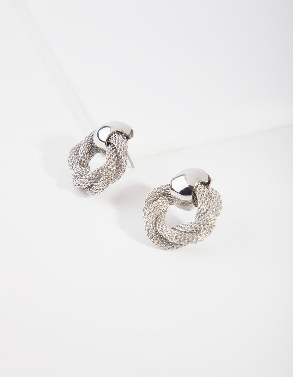 Rhodium Twist Chain Earrings