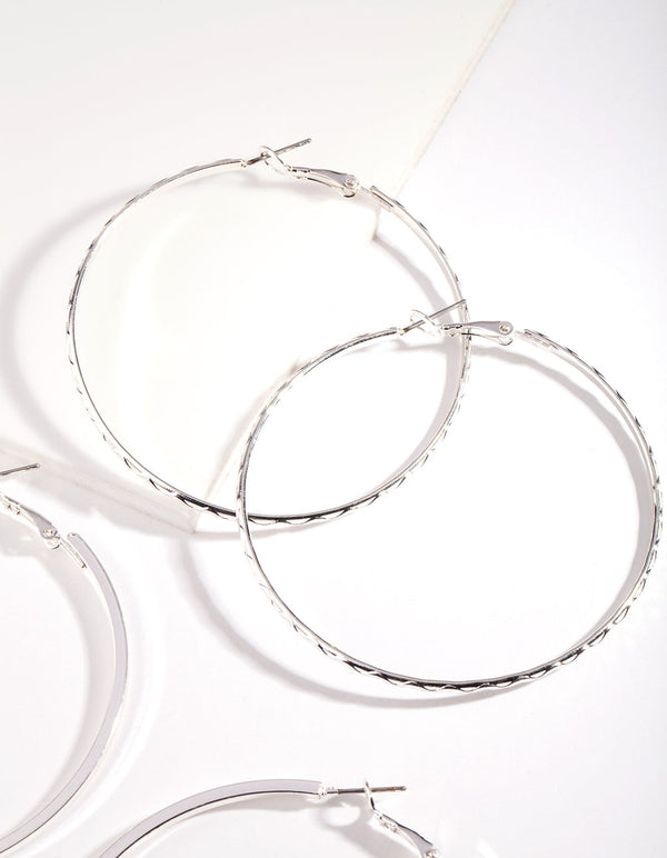 Silver Fine Hoop Earring 2 Pack