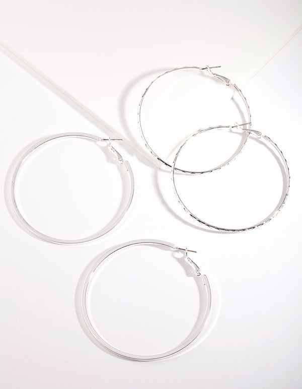 Silver Fine Hoop Earring 2 Pack