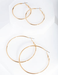 Gold Double Size Hoop Earring Pack - link has visual effect only