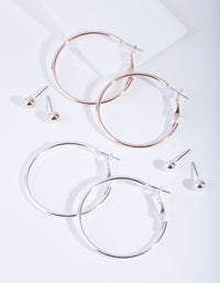 Mixed Metal Stud Hoop Earring Pack - link has visual effect only