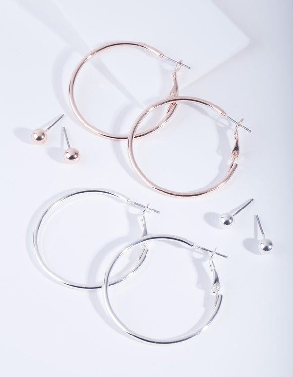 Mixed Metal Stud Hoop Earring Pack