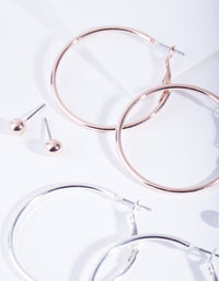 Mixed Metal Stud Hoop Earring Pack - link has visual effect only