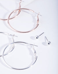 Mixed Metal Stud Hoop Earring Pack - link has visual effect only