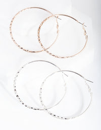 Mixed Metal Textured Hoop Earring Pack - link has visual effect only