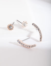 Rose Gold Diamante Stud Earring 2 Pack - link has visual effect only