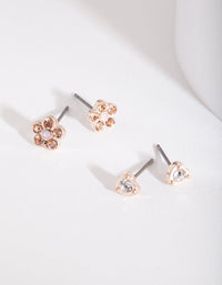 Rose Gold Flower Diamante Earring Pack - link has visual effect only