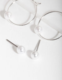 Silver Pearl Hoop Earring Pack - link has visual effect only