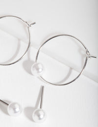 Silver Pearl Hoop Earring Pack - link has visual effect only