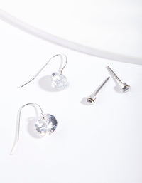 Silver Mini Cubic Zirconia Earring Pack - link has visual effect only