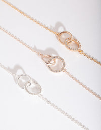 Mixed Metal Linked Circle Bracelet Pack - link has visual effect only
