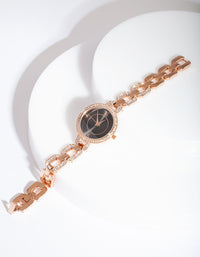 Rose Gold Chain Link Watch - link has visual effect only