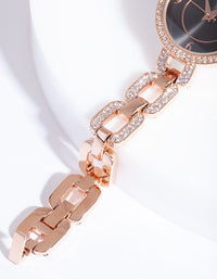 Rose Gold Chain Link Watch - link has visual effect only