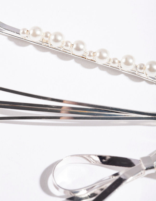 Mix &amp; Match Pearl i spinki do włosów z kokardką, zestaw 4 sztuk