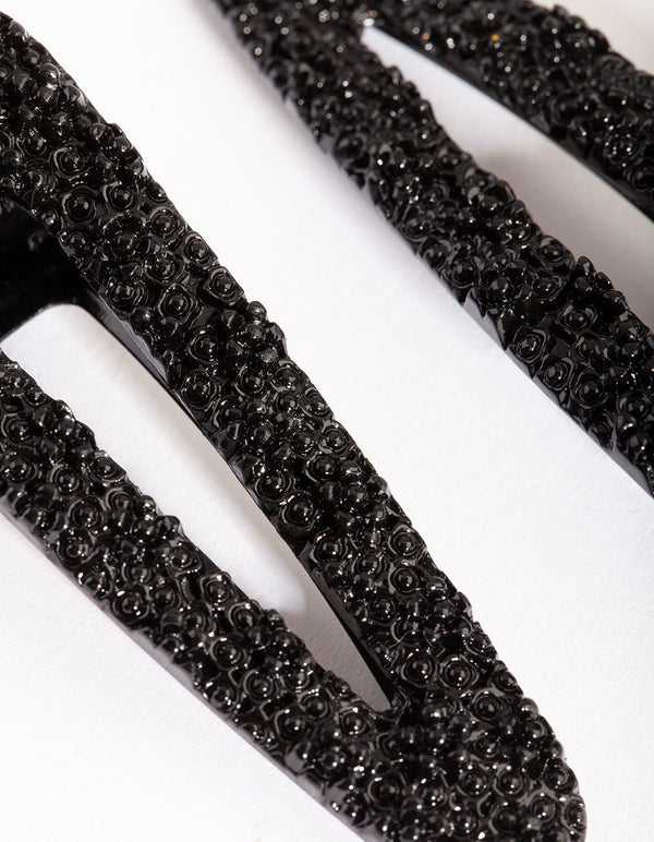 Black Textured Hair Clip 2 Pack