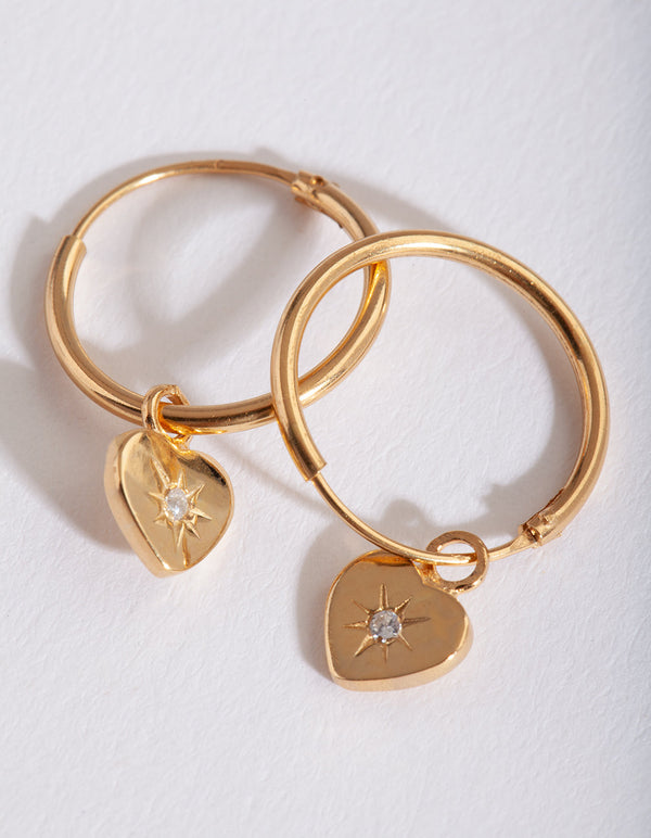 Gold Plated Sterling Silver Mini Heart Hoop Earring