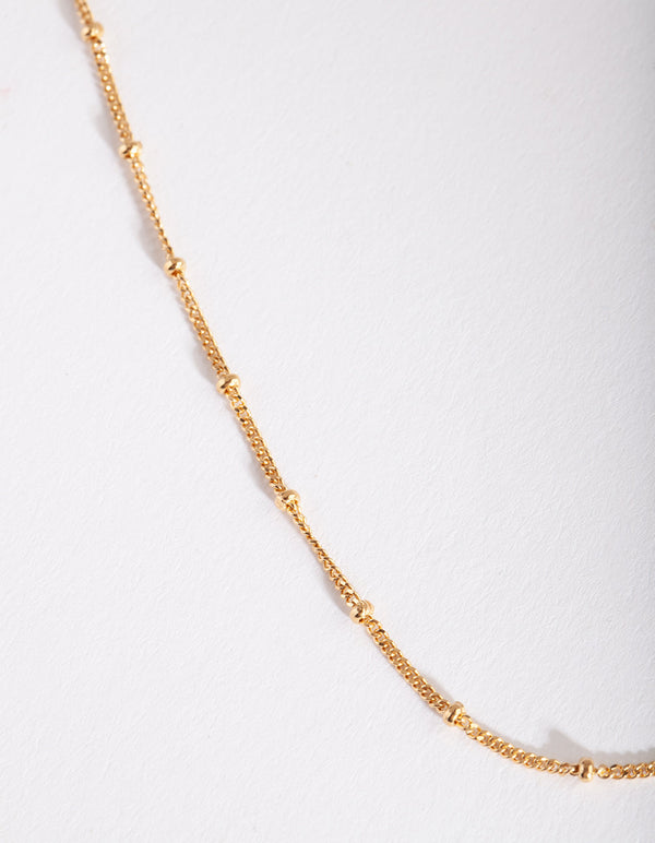 Gold Plated Sterling Silver Bead Chain Necklace